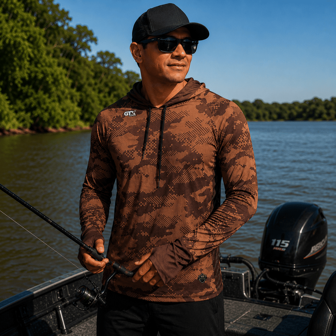 Camisa de Pesca Masculina com Capuz Terra Bruta e Proteção UV50+ - GTX Print