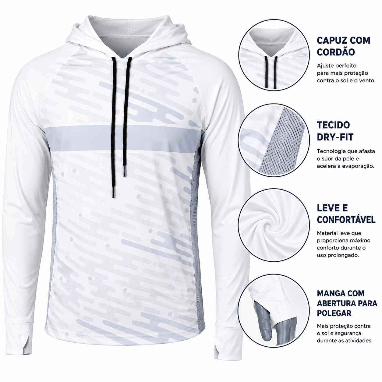 Camisa de Pesca Arctic Wave com Capuz e Proteção UV50+