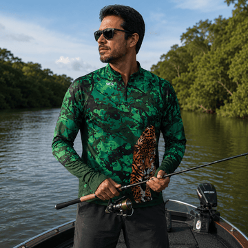 Camisa de Pesca Onça Pantaneira com Zíper e Proteção UV50+ - GTX Print