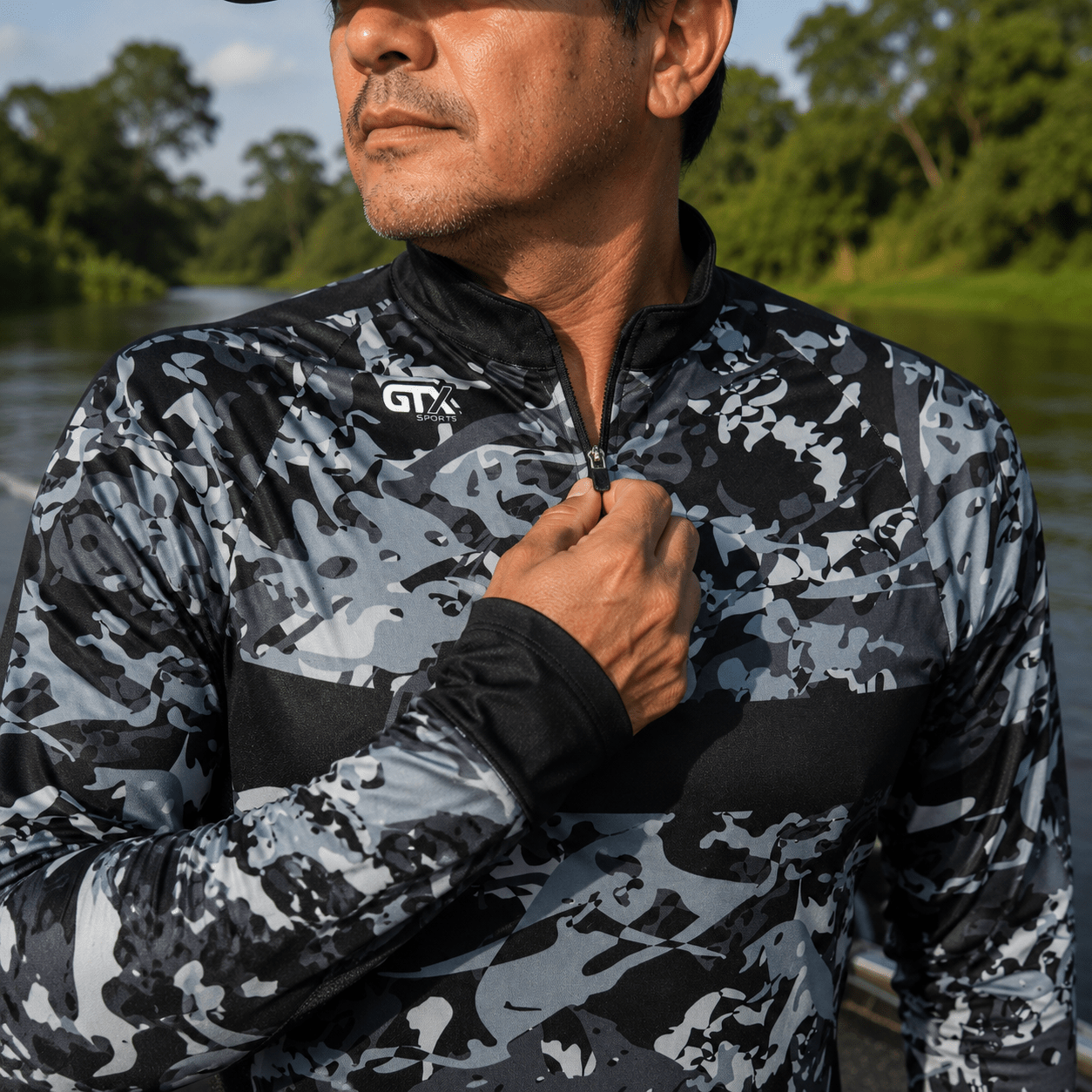 Camisa de Pesca Shadow Camo com Zíper e Proteção UV50+ - GTX Print
