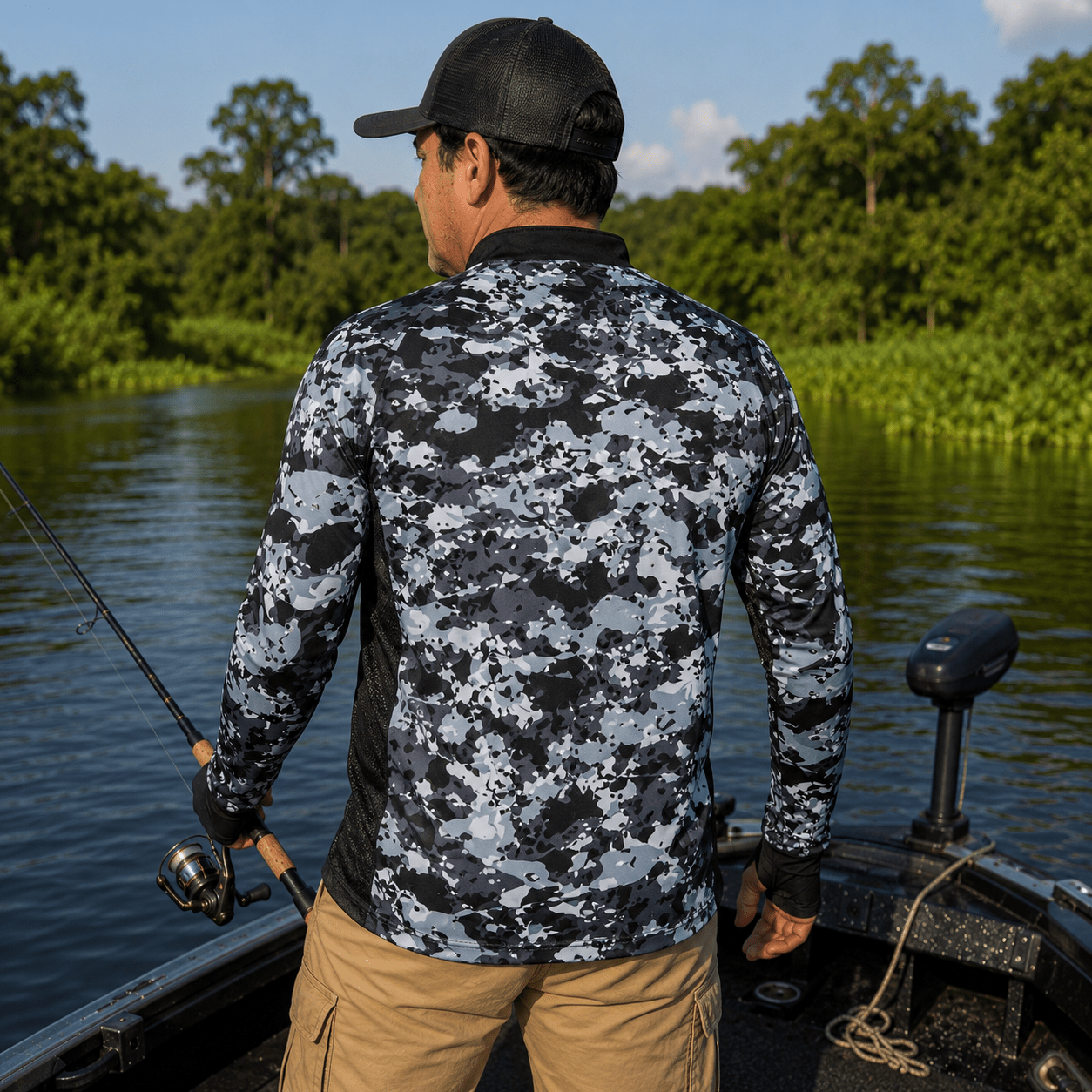 Camisa de Pesca Shadow Camo com Zíper e Proteção UV50+ - GTX Print
