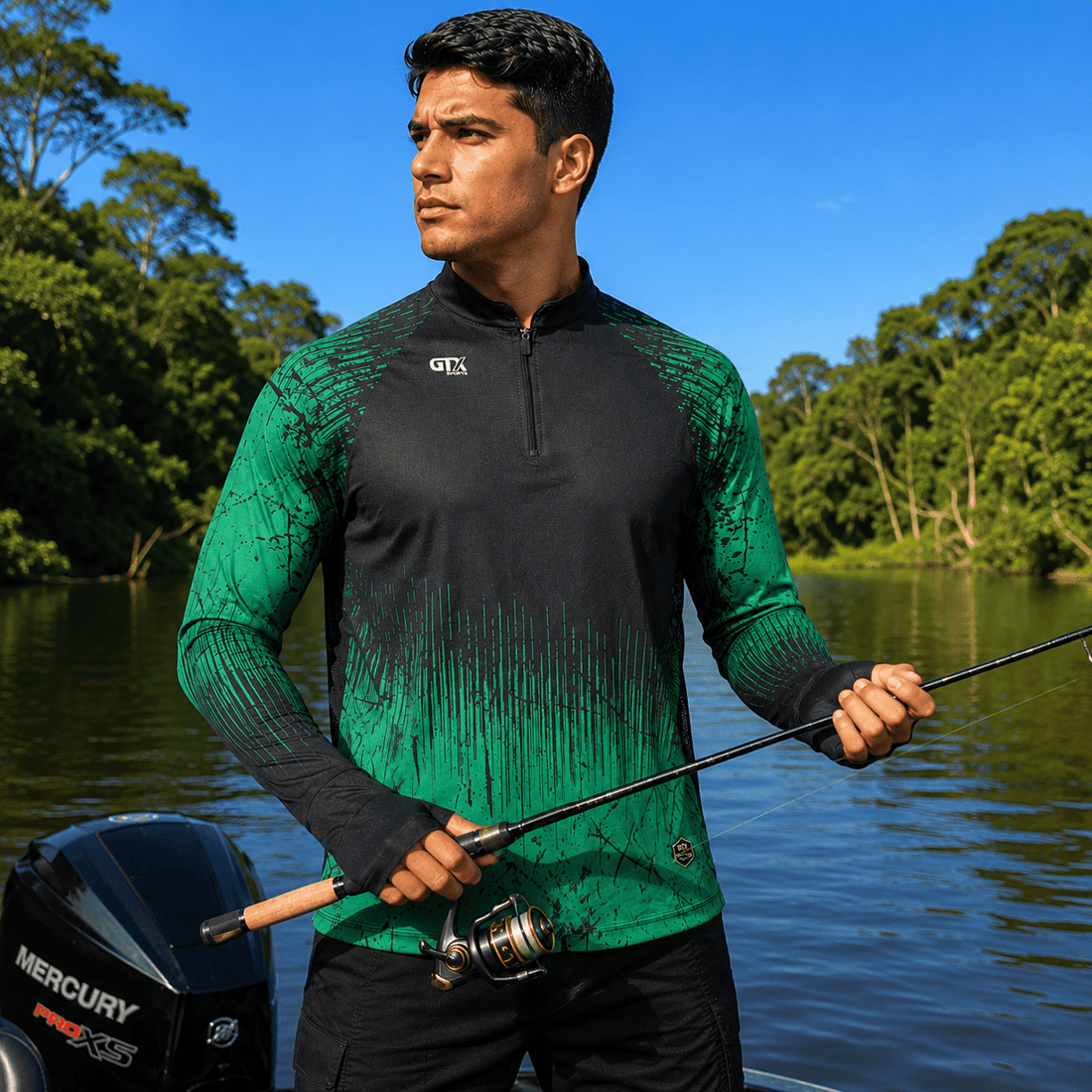 Camisa de Pesca Wild Brasil com Zíper e Proteção UV50+ - GTX Print