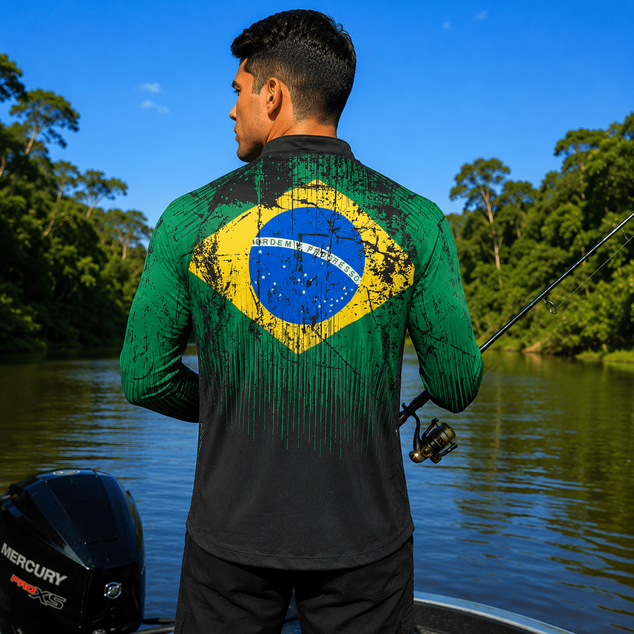 Camisa de Pesca Wild Brasil com Zíper e Proteção UV50+ - GTX Print