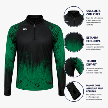 Camisa de Pesca Wild Brasil com Zíper e Proteção UV50+ - GTX Print