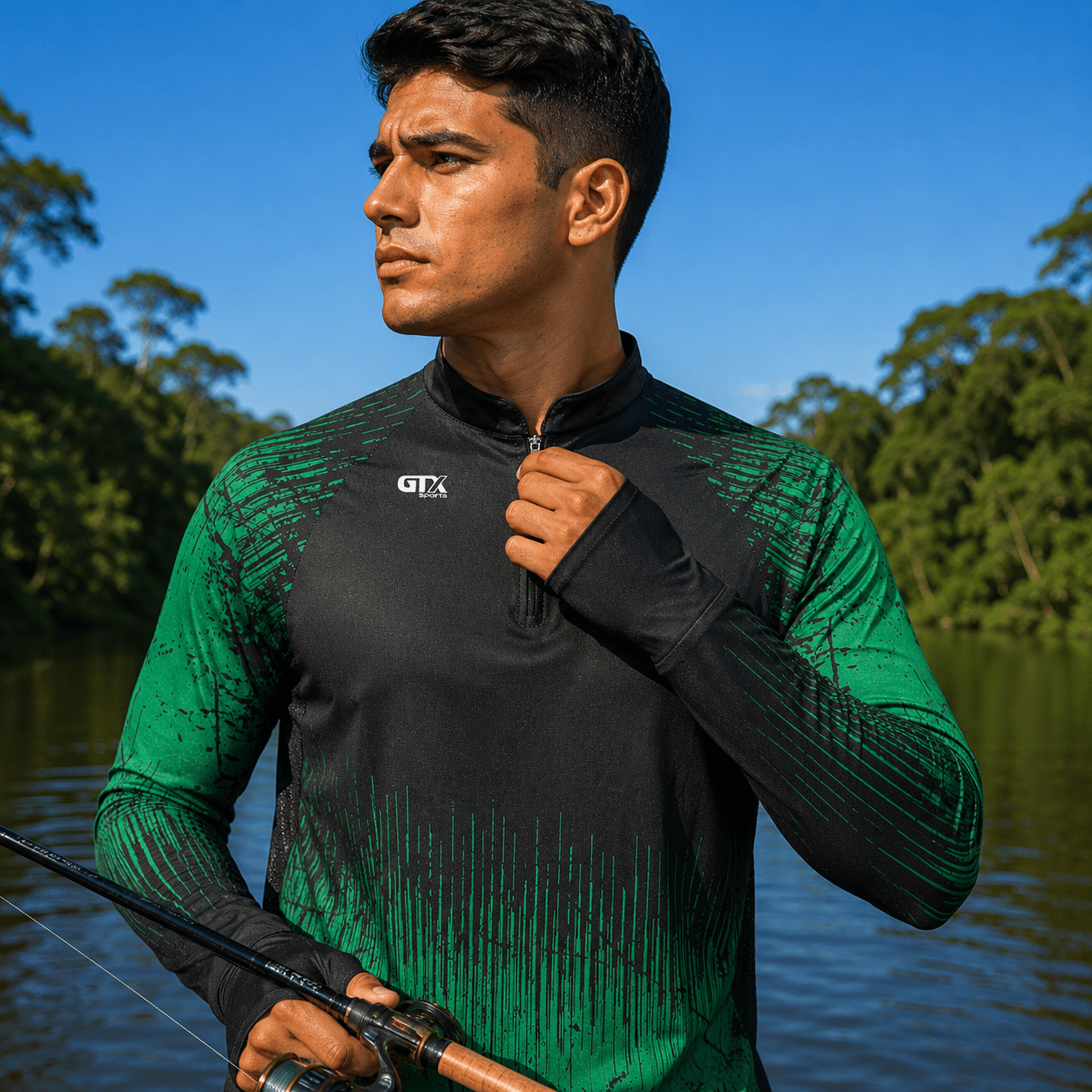 Camisa de Pesca Wild Brasil com Zíper e Proteção UV50+ - GTX Print